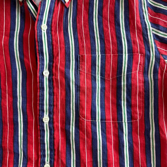 Vintage Polo Ralph Lauren Linen Button Down Men’s Collared Shirt‎ Stripe Large - Picture 4 of 8